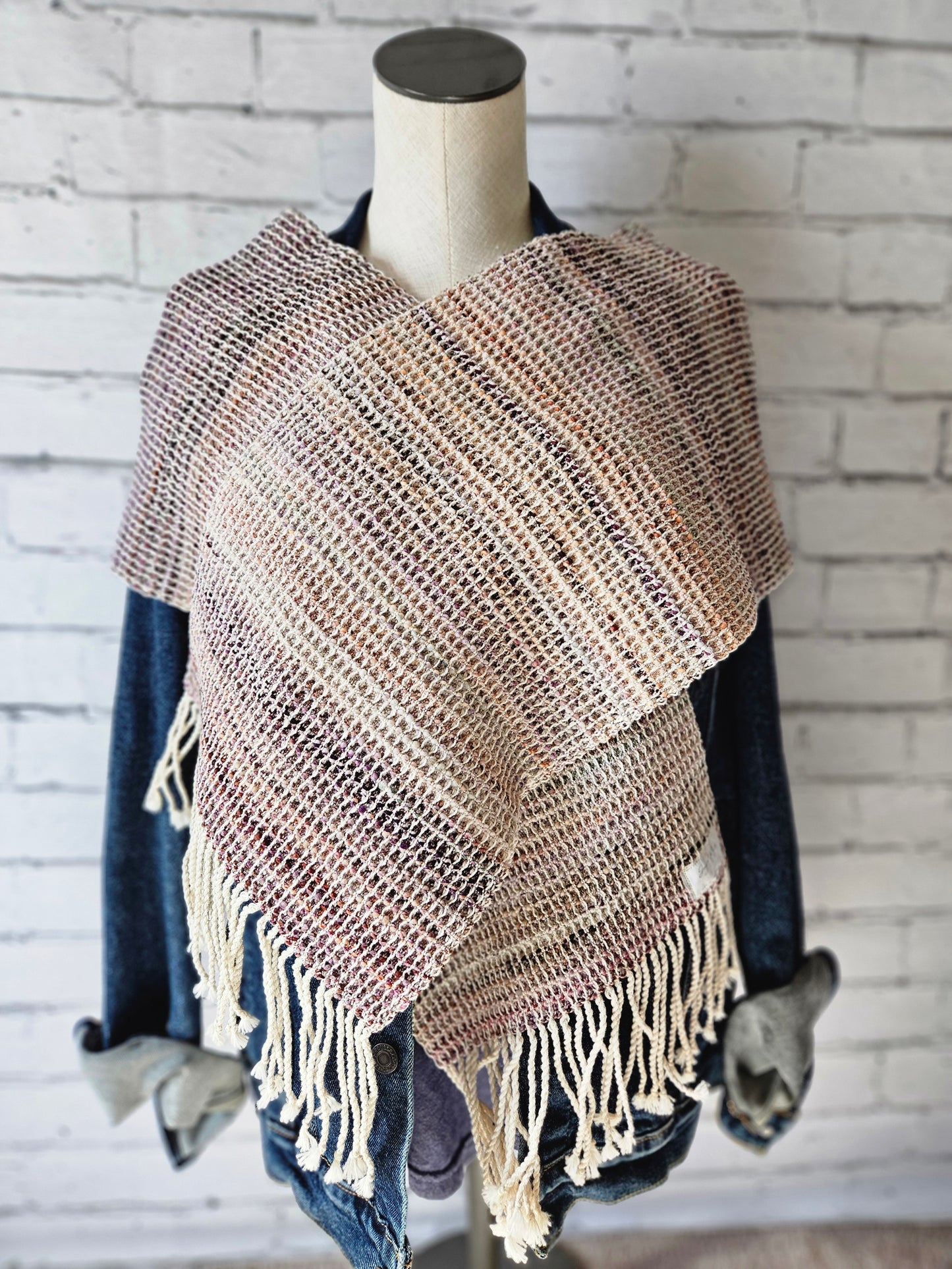 Purple handspun wool scarf