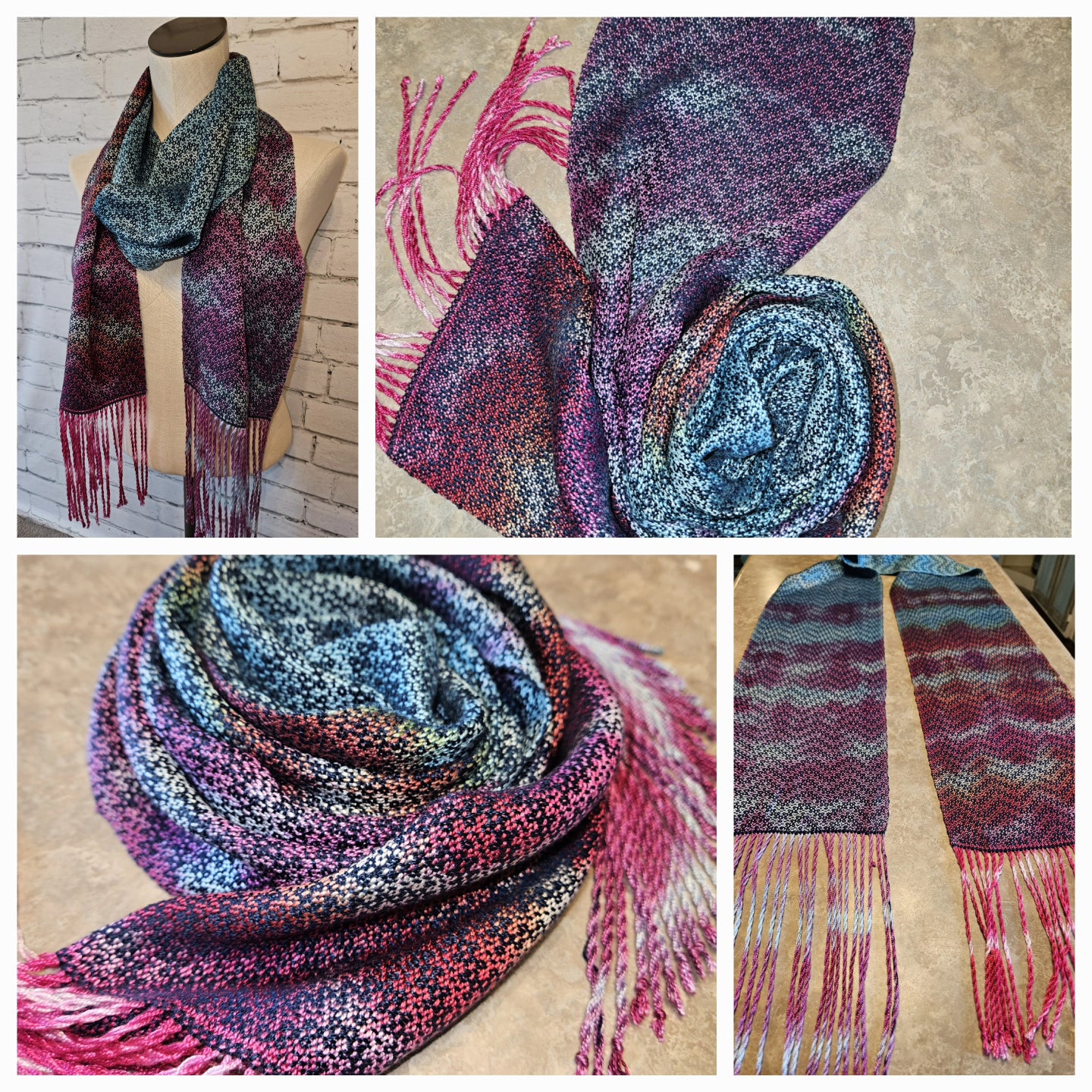 Spring/summer Handpainted Handwoven Scarf