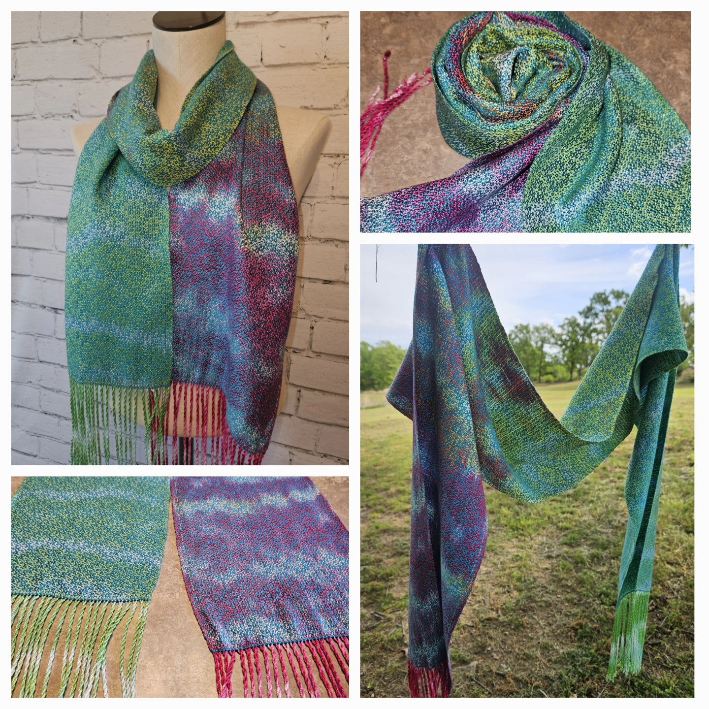 Spring/summer Handpainted Handwoven Scarf