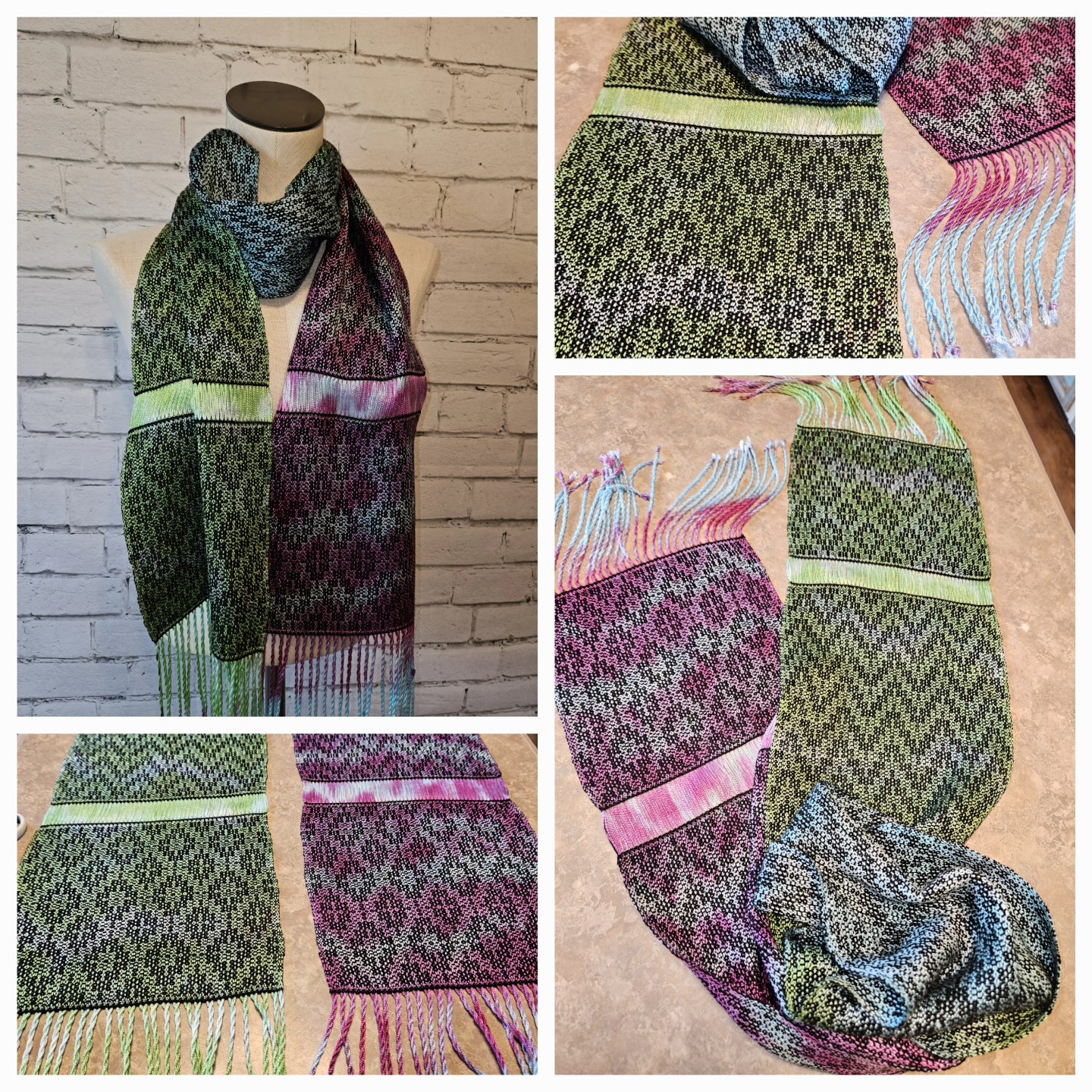 Spring/summer Handpainted Handwoven Scarf