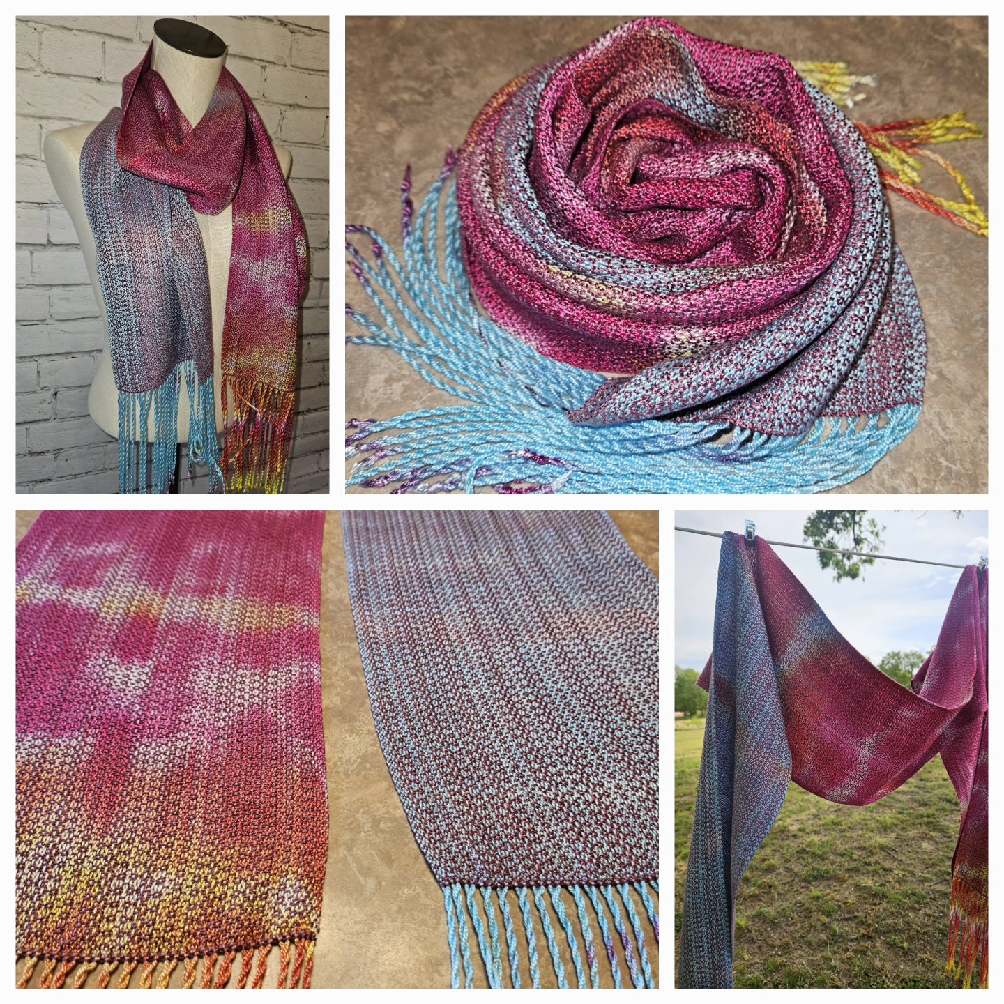 Spring/summer Handpainted Handwoven Scarf