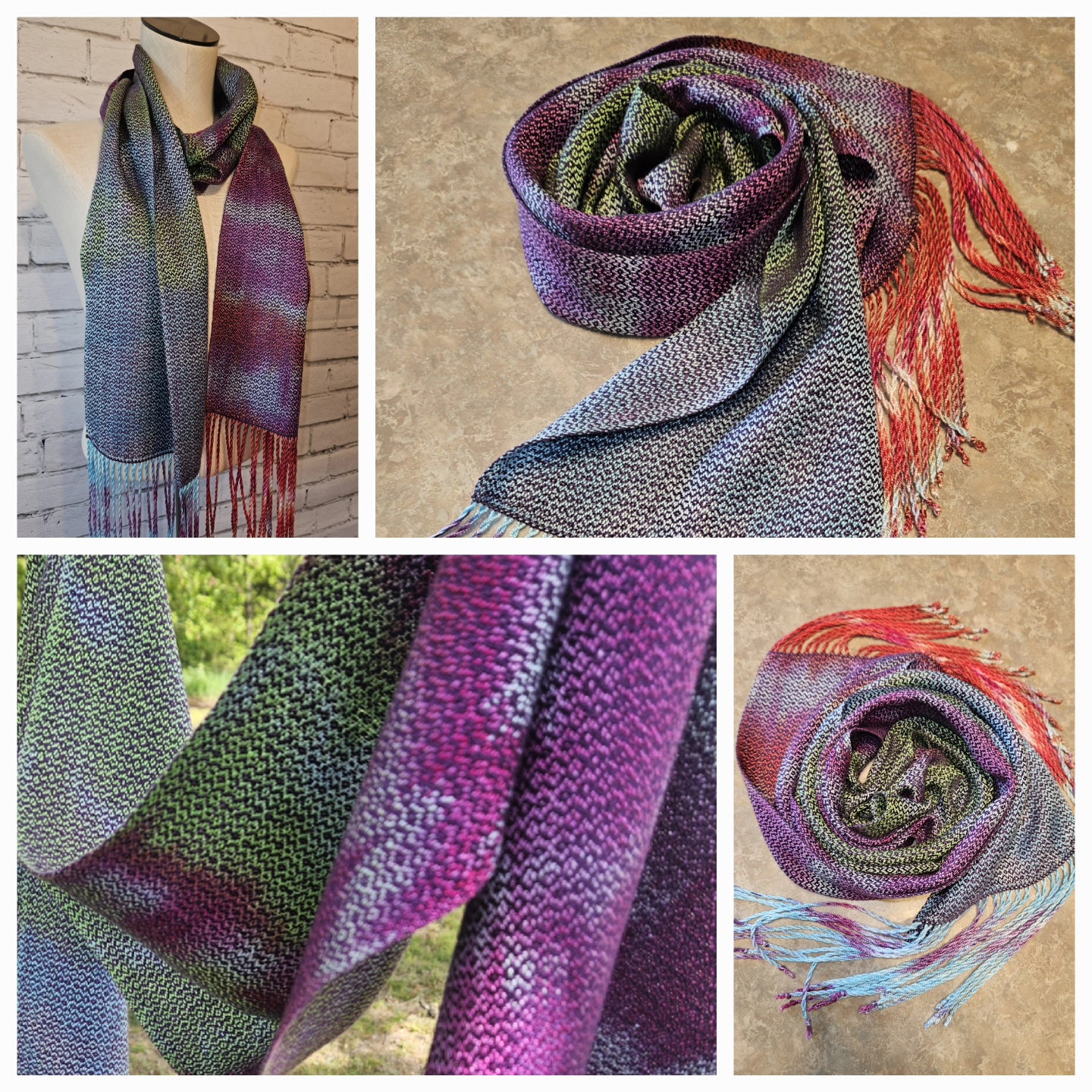 Spring/summer Handpainted Handwoven Scarf