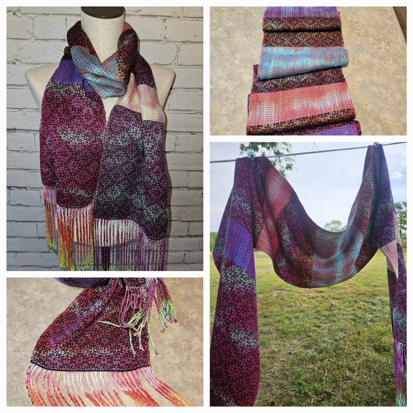 Spring/summer Handpainted Handwoven Scarf