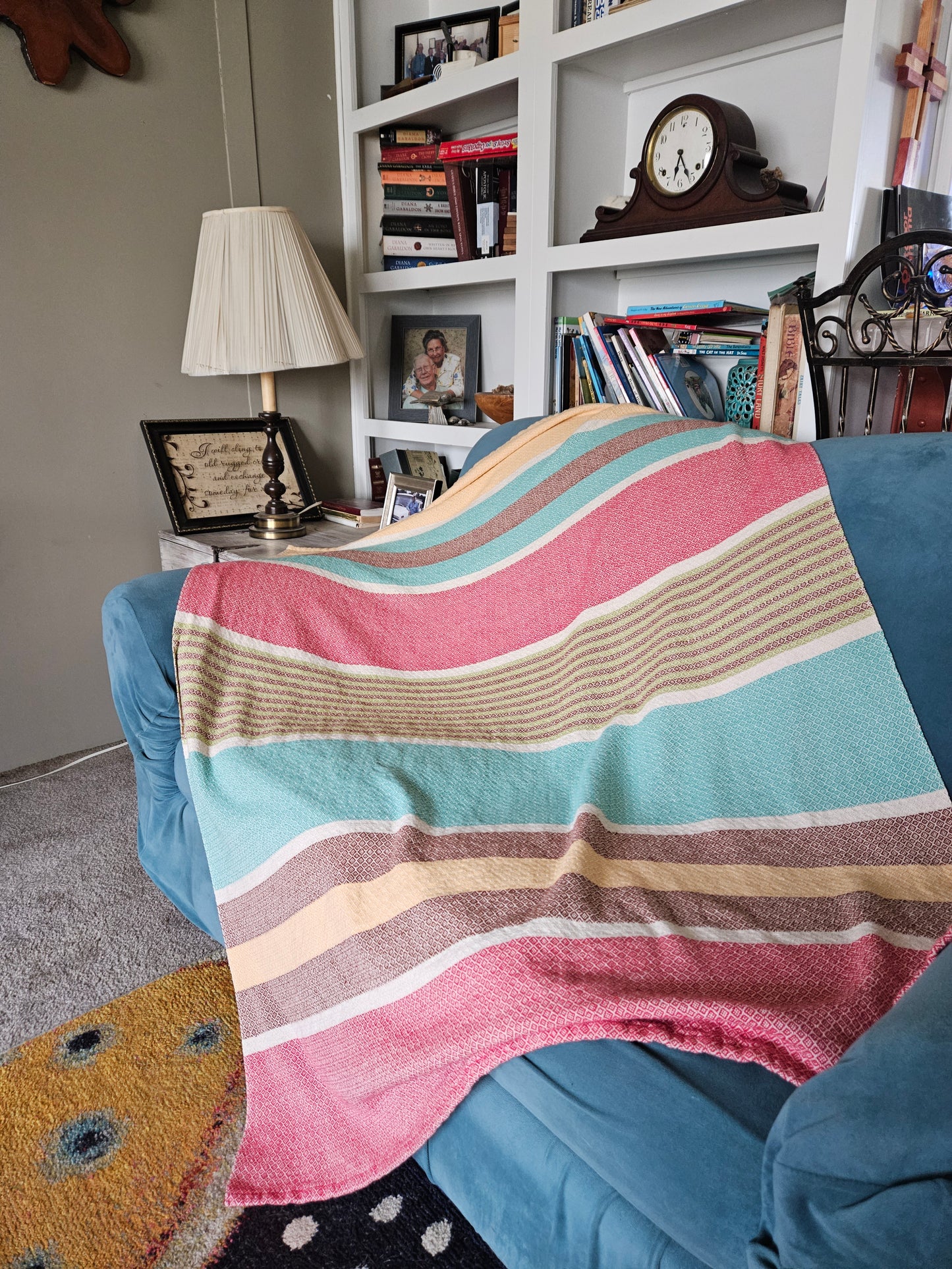 Cotton/linen striped blanket
