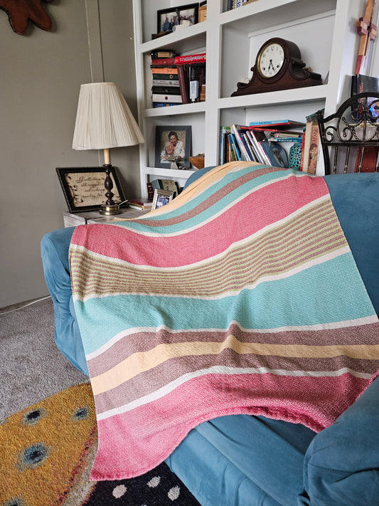 Cotton/linen striped blanket
